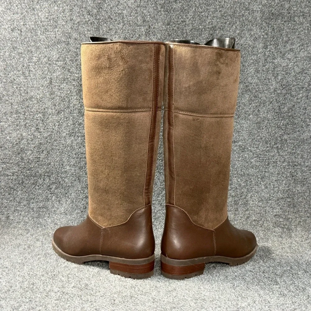 On Five Italian Suede Leather‎ Shearling Boots Women's 8 Brown Knee High Winter